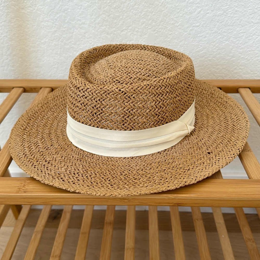 woven flat brim hat